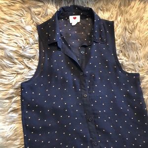 Sheer collared button down tank